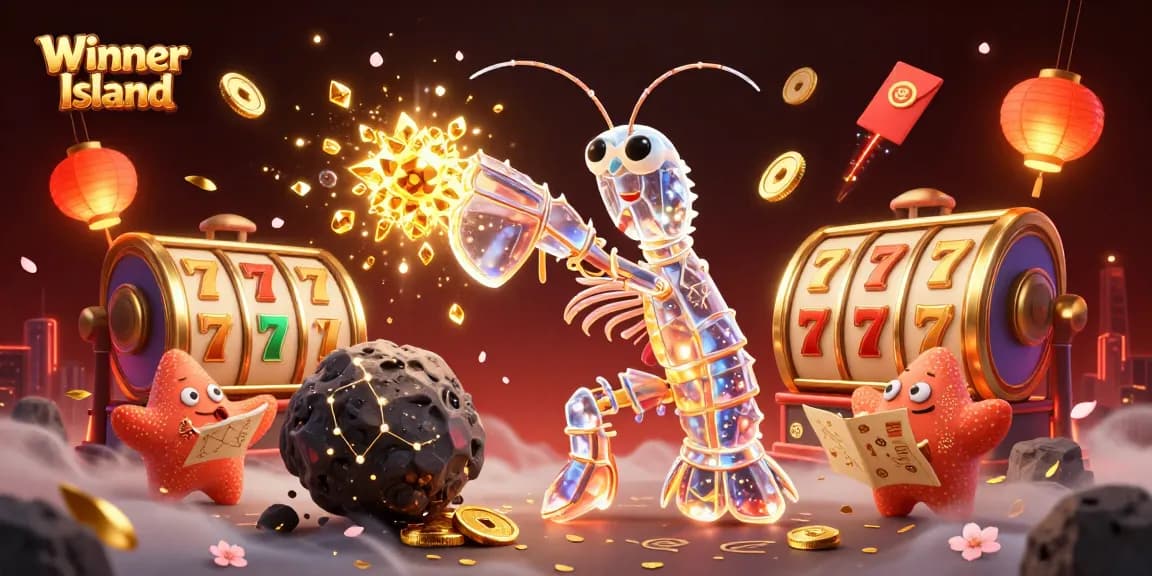 Experience the adventure of Winner Island with vibrant slot games and dynamic characters in a charming casino setting.