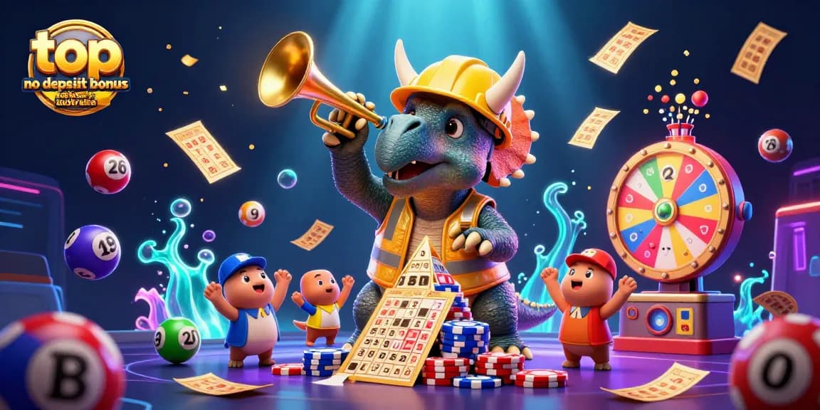 Building excitement at top no deposit bonus casinos in Australia with a lively dinosaur scene.