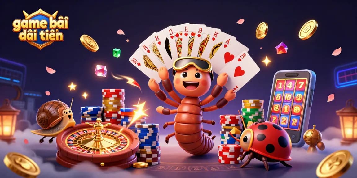 Experience the thrill of game bài đổi thưởng with vibrant characters and casino elements in a lively 3D scene.