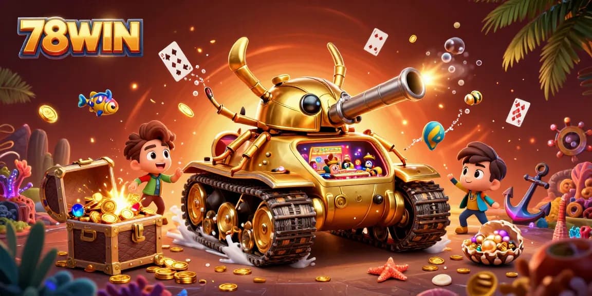 Engage in thrilling casino action at 78WIN, featuring a vibrant 3D casino scene!