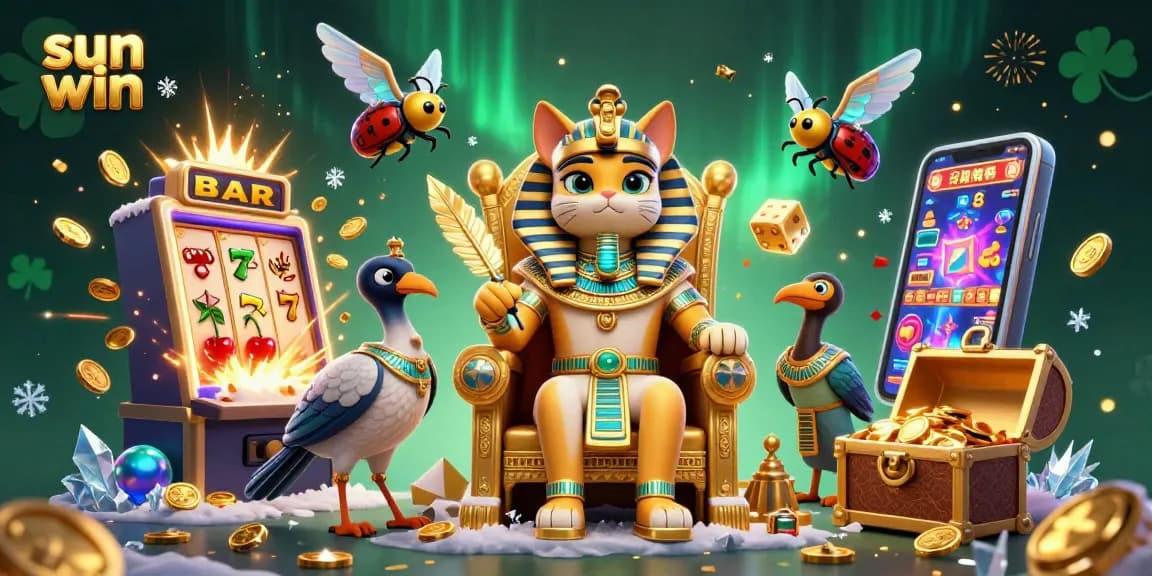 Experience thrilling entertainment with sun win's dynamic casino scene featuring animated characters and vibrant gaming elements.