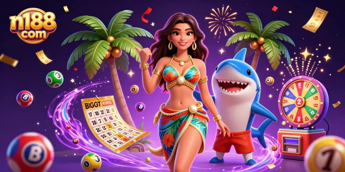 Engage in thrilling gameplay at n188 com with vibrant lottery balls and celebratory visuals.