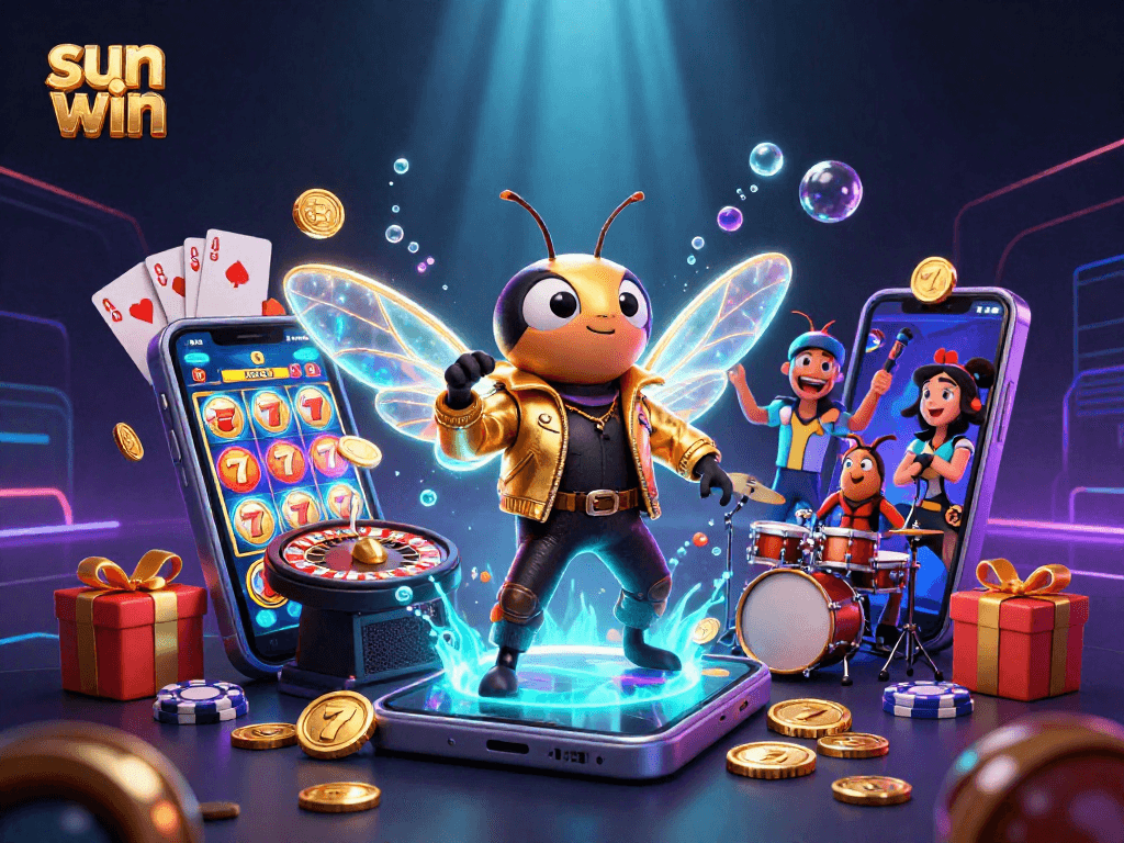 Catch exciting wins with sun win slot game while enjoying a vibrant 3D casino scene.