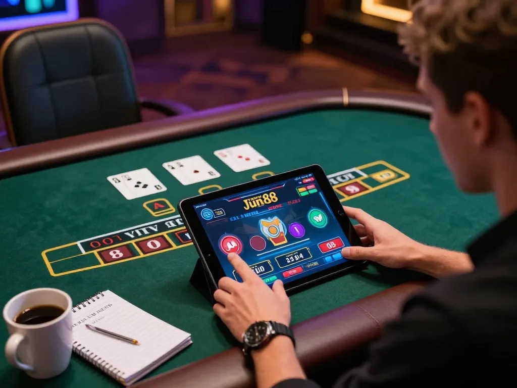 Experience the thrill of online gameplay at Trang Chủ Jun88 with dynamic blackjack action.