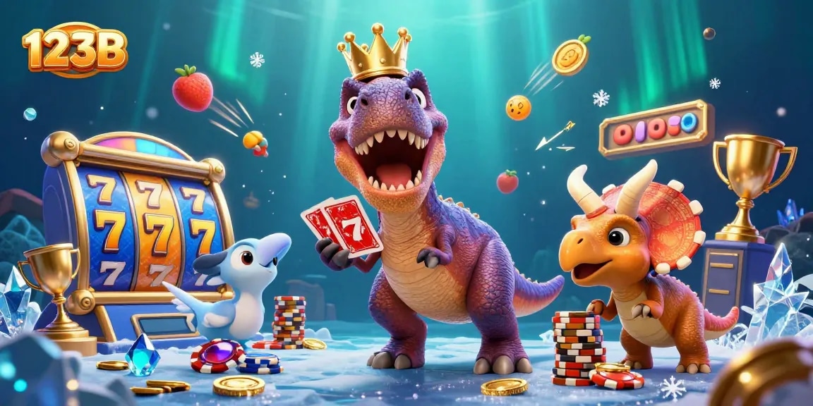 Experience thrilling action at 123B Casino with dynamic slot elements and playful characters.