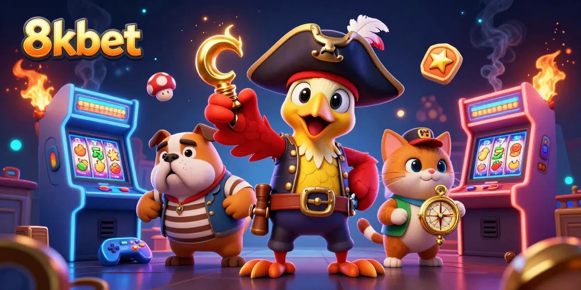 Experience thrilling jackpots with 8kbet's vibrant gaming scene featuring exciting characters.