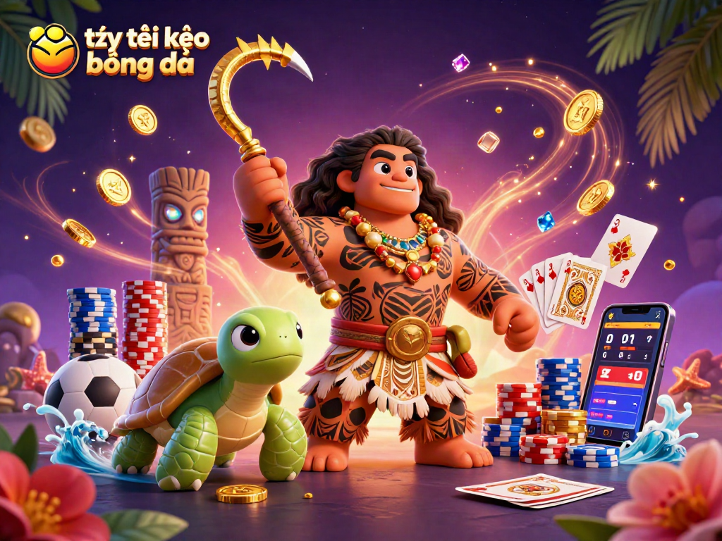Engage in tỷ lệ kèo bóng đá bets with lively 3D characters, sports betting elements, and vibrant casino visuals.