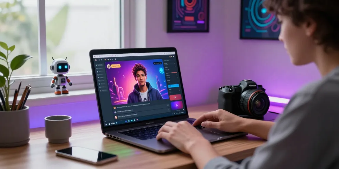Engaging scene featuring user interacting with character ai nsfw on a laptop in a stylish home office setup.