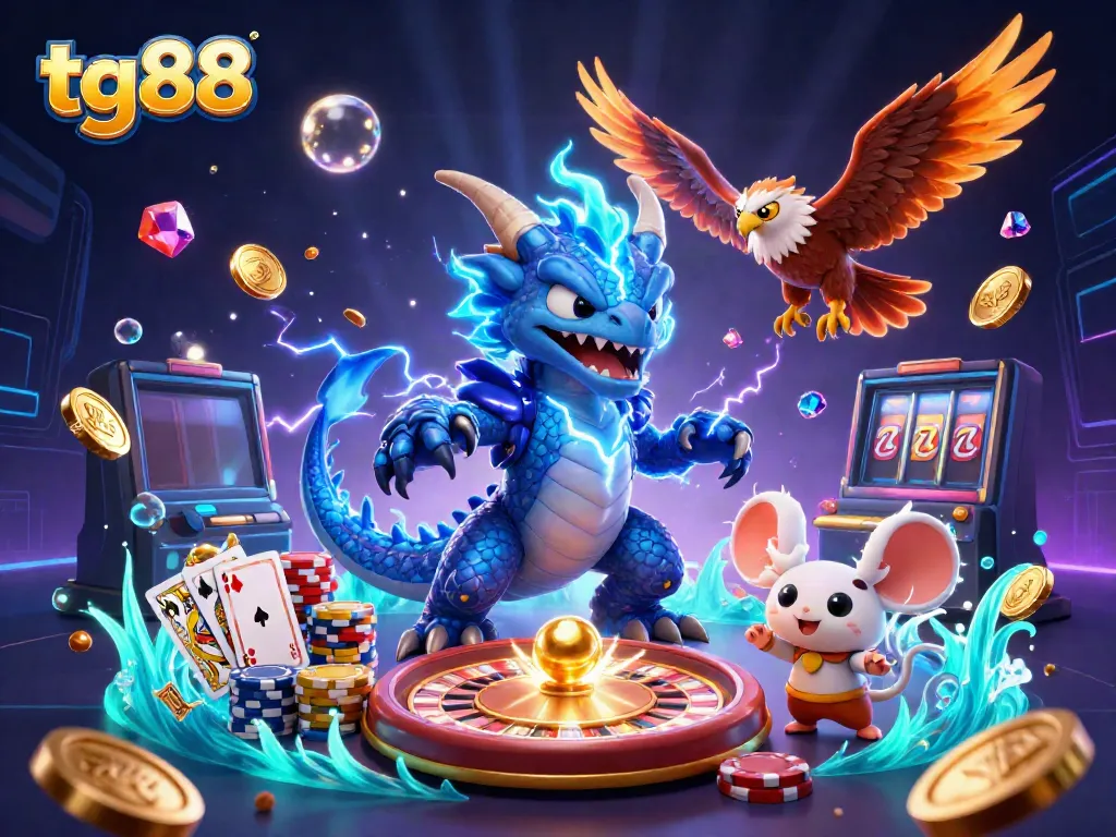 Experience thrilling gaming action with tg88 where vibrant dragons and coins collide.