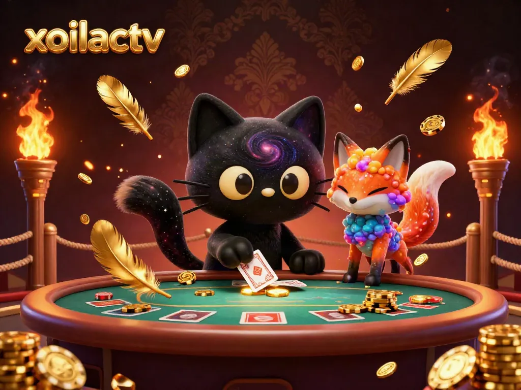 Experience thrilling sports betting with xoilactv's engaging cosmic casino scene featuring unique characters and dynamic elements.