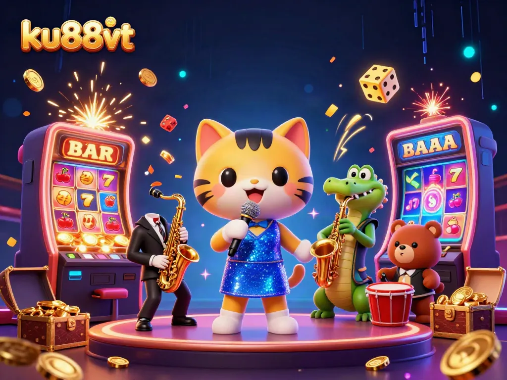 Experience the excitement of ku88vt with a vibrant casino-themed scene featuring engaging characters and dynamic game elements.