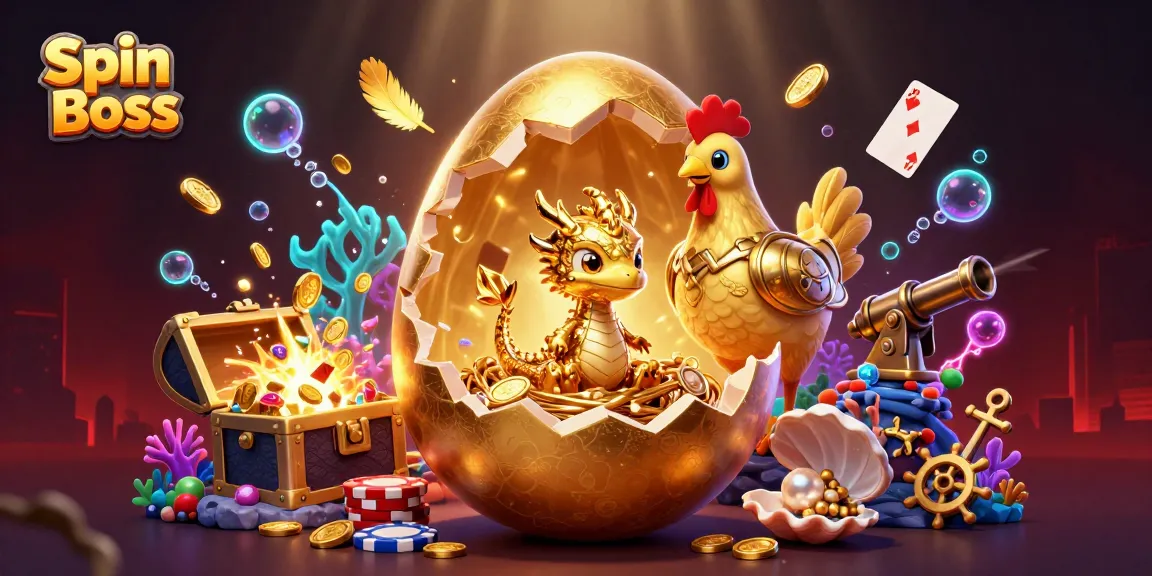 Experience the excitement with Spin Boss in this dynamic 3D illustration of a golden dragon amidst casino elements.