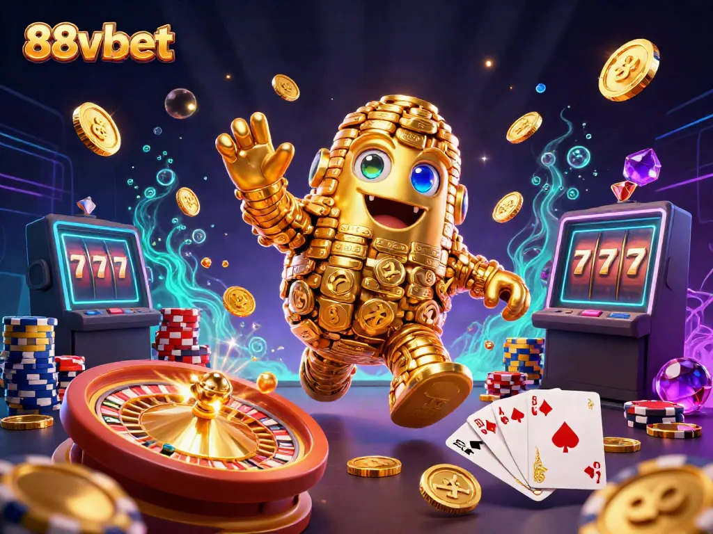 Experience thrilling gaming with 88vbet's dynamic 3D casino scene featuring exciting elements.