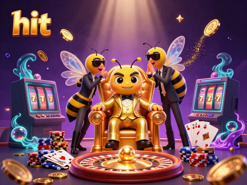 Hit the jackpot with the animated bumblebee mob boss and casino elements in this vibrant illustration.
