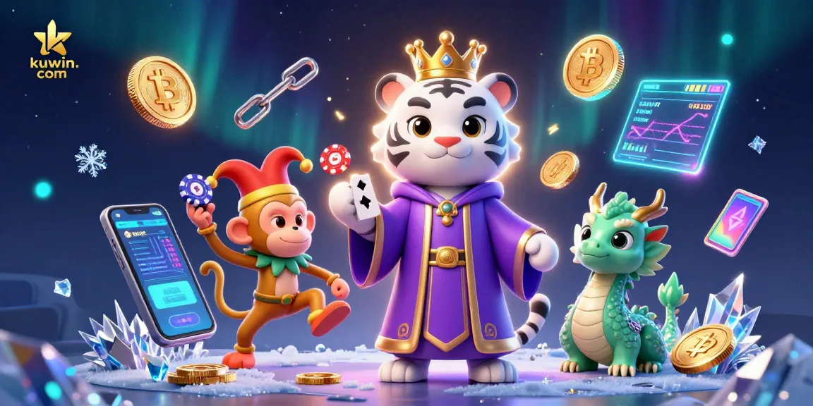 Win exciting games at kuwin. com with an engaging 3D casino illustration showcasing lively characters.