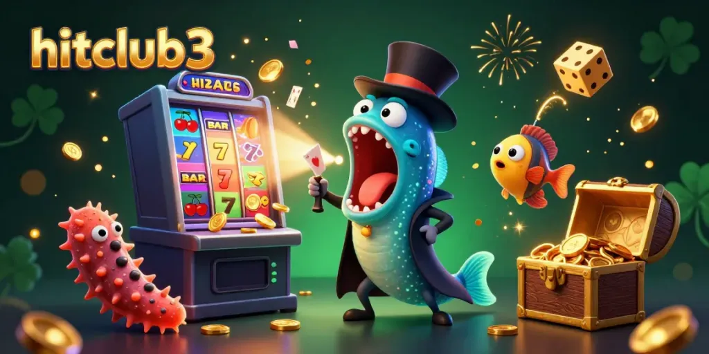 Experience the thrill of hitclub3 with interactive casino characters in a vibrant 3D scene.