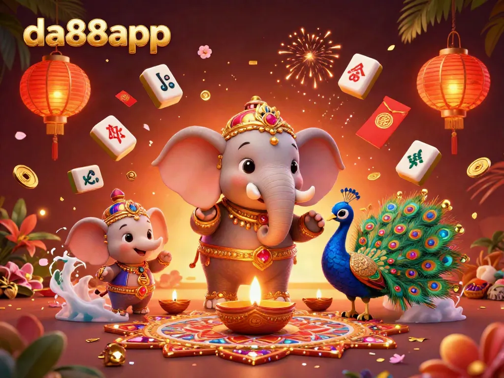 Experience excitement with da88app's vibrant online casino scene featuring lively characters and game elements.