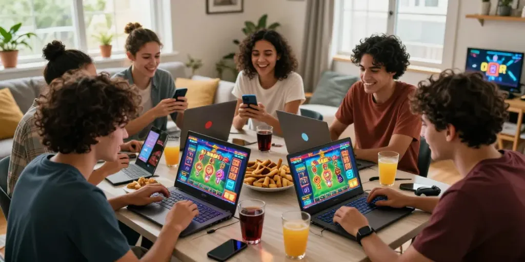 Permainan slot kangtoto yang seru dengan teman-teman di ruang tamu.