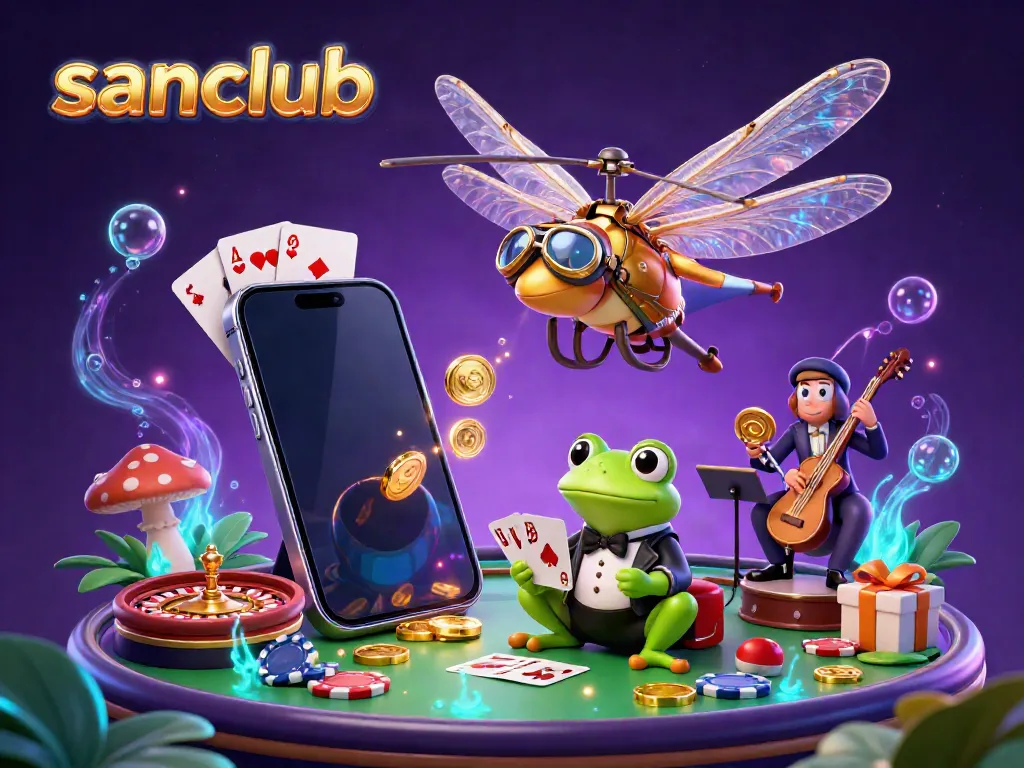 Engage with sanclub in this vibrant casino scene featuring dynamic game action and colorful elements.