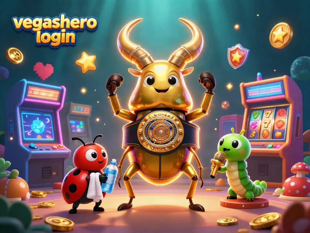 Engage with vegashero login, showcasing a vibrant casino world with dynamic characters and gaming elements.