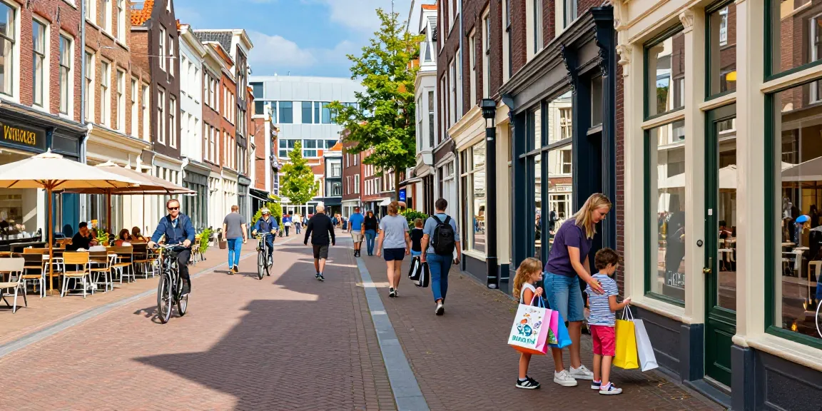 Families exploring shops and bedrijven den haag in lively city scene
