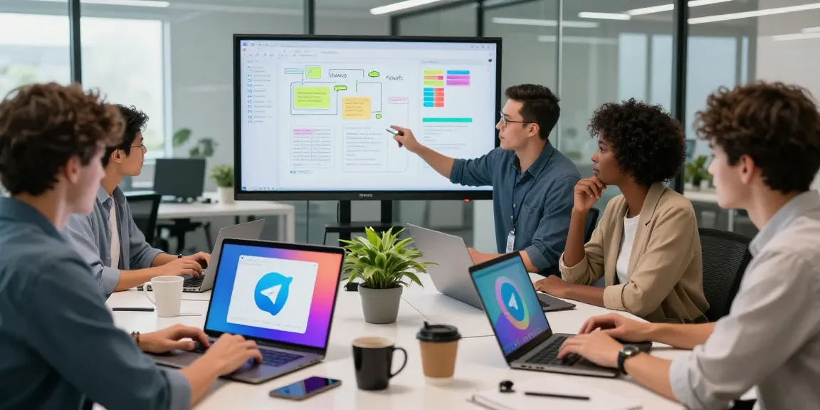 Download Telegram for seamless communication in a collaborative tech workspace.