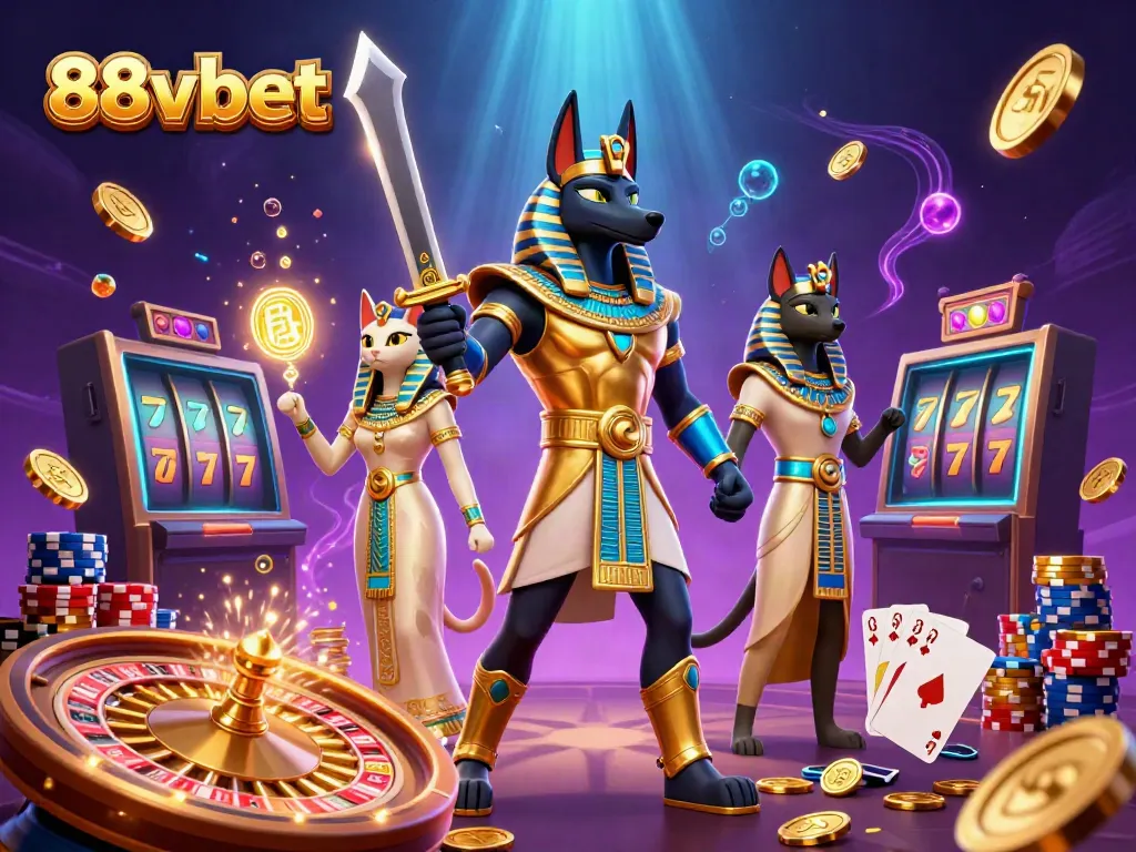 Spin for big wins with 88vbet's thrilling casino games featuring Anubis and Bastet.