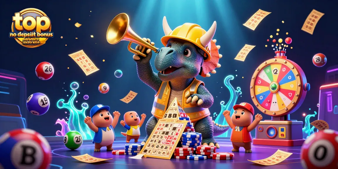 Building excitement at top no deposit bonus casinos in Australia with a lively dinosaur scene.