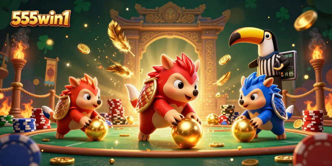 Experience thrilling gameplay with 555win1 as pangolins spin poker chips in dynamic 3D art.