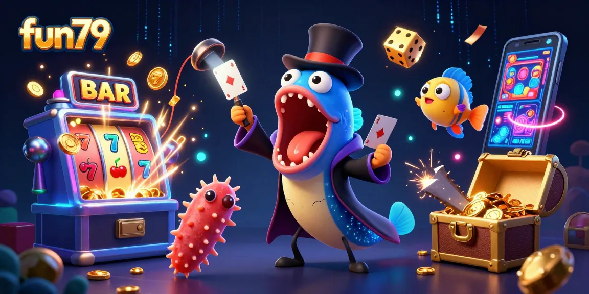 Win big with fun79's dynamic casino experience featuring vibrant games and playful sea creatures.