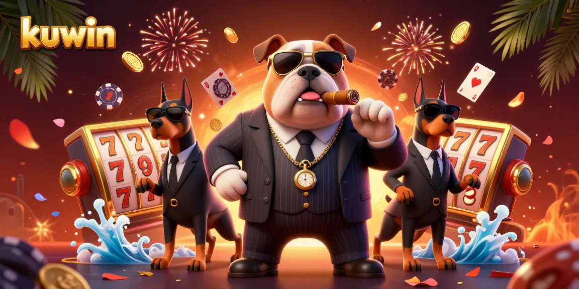 Kuwin brings engaging gambling adventure with slot reels, welcoming scenes, and dynamic action.