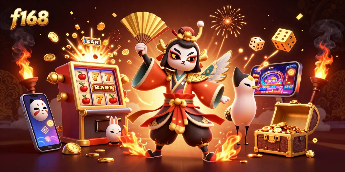 Experience thrilling gameplay with f168 at this vibrant online casino scene featuring dancing characters and a jackpot explosion.