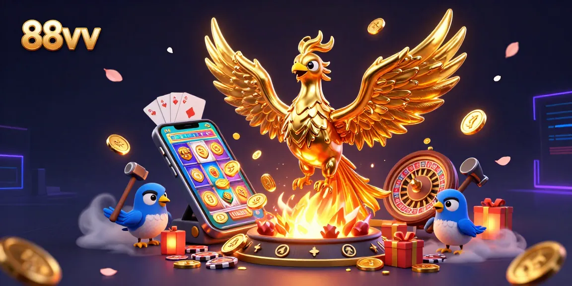 Experience thrilling gaming adventures with the 88vv phoenix amidst vibrant casino elements.